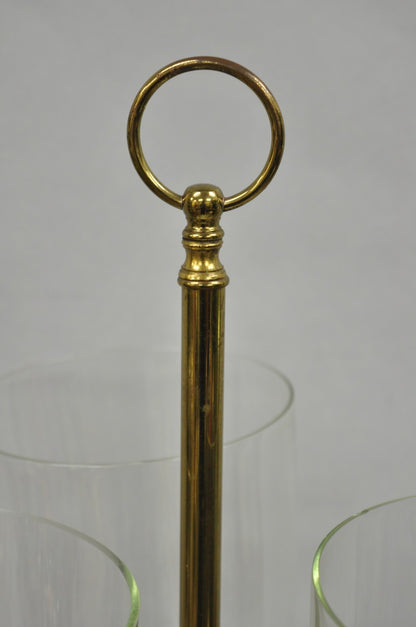 Tommi Parzinger Style Mid Century Modern Tall Brass Hurricane Shade Candelabra