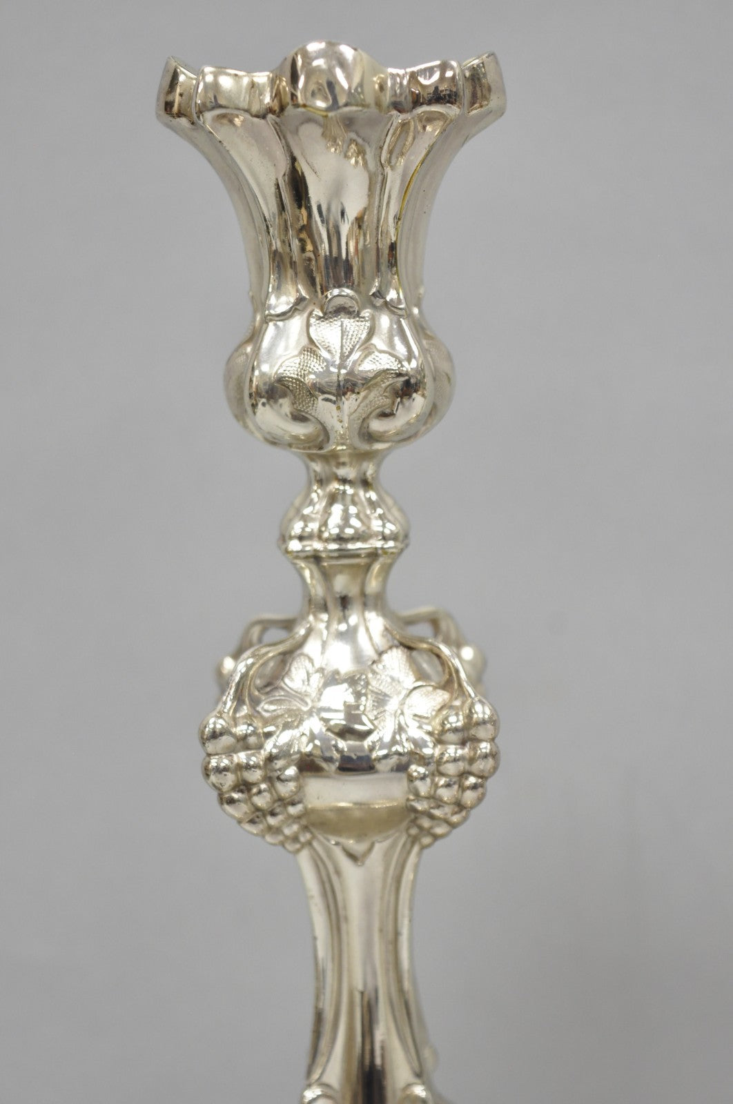 Antique Silver Plated Warsaw Imperial Russia 12" Candlestick Holders - a Pair