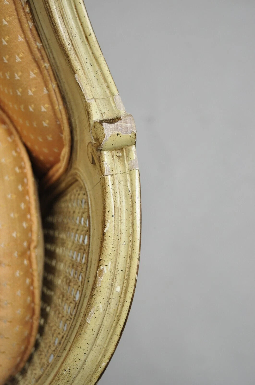 Vintage French Louis XV Victorian Style Small Cream Painted Settee Loveseat Sofa