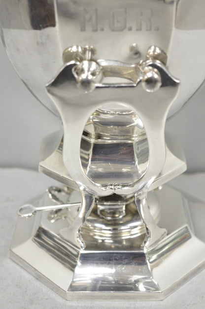 Antique Wilcox Art Deco Silver Plated Tilting Coffee Teapot on Stand "M.G.R."