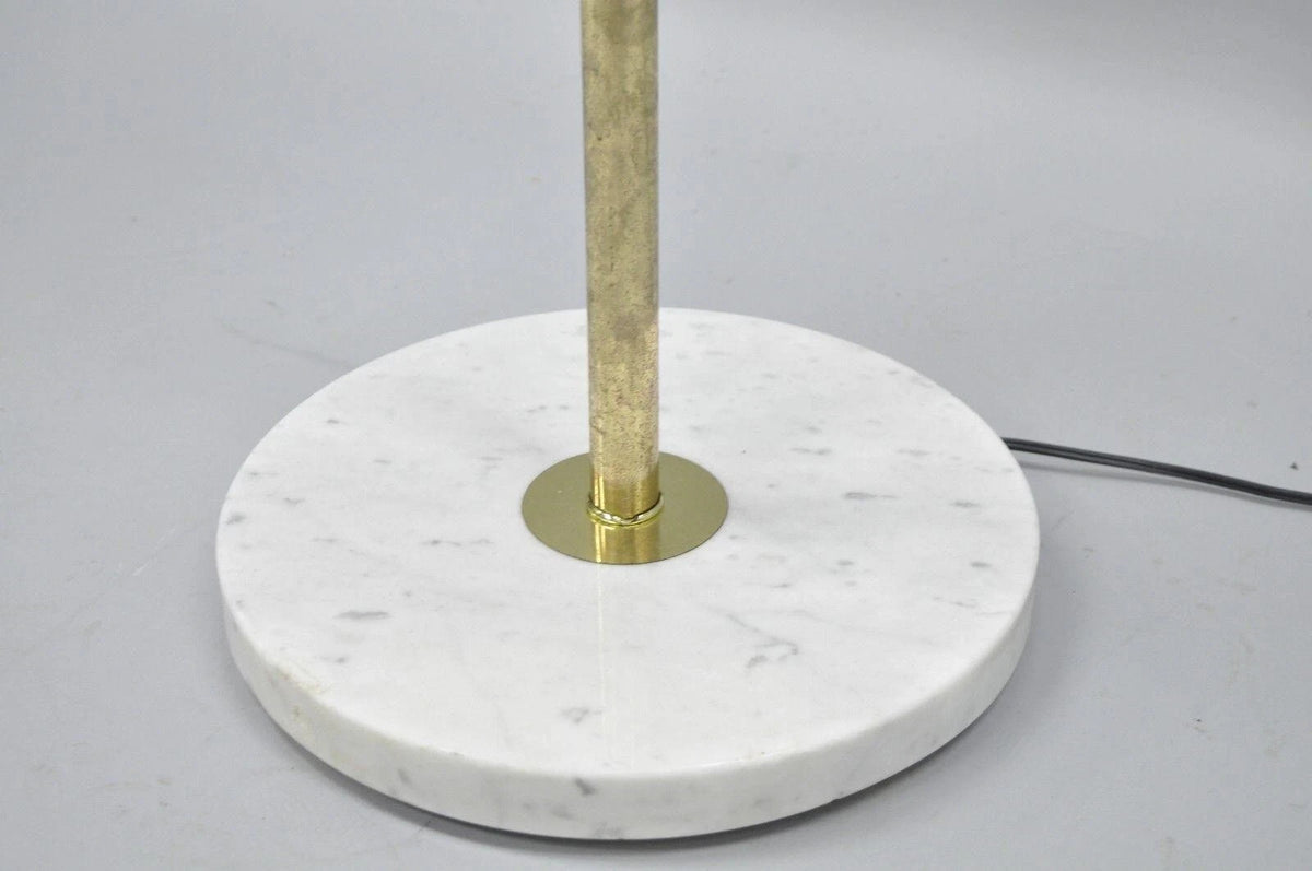 Vintage Mid Century Modern Brass Lucite Marble Floor Lamp w Magazine Table Rack
