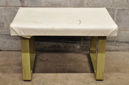 Vintage Mid Century Modern Green Painted Art Deco Vanity Bench Stool Ottoman