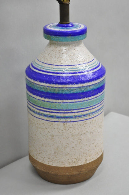 Aldo Londi Bitossi Italian Mid Century Modern Blue Ceramic Glazed Table Lamp