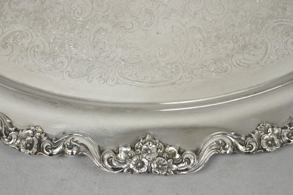 Vintage Poole 400 Lancaster Rose Oval Silver Plated Bar Serving Platter Tray