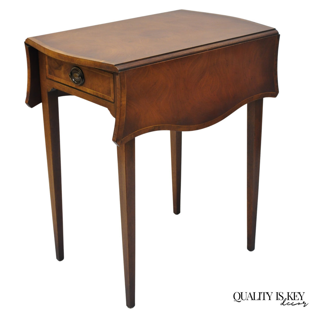 Vintage Baker Hepplewhite Style Mahogany Pembroke Dropleaf Lamp Side Table