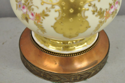 Antique Victorian Austrian Porcelain Pink Gold Gilt Small Boudoir Table Lamp
