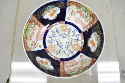 Vintage Japanese Hand Painted Porcelain Cobalt Blue Decorated Imari Style Bowl