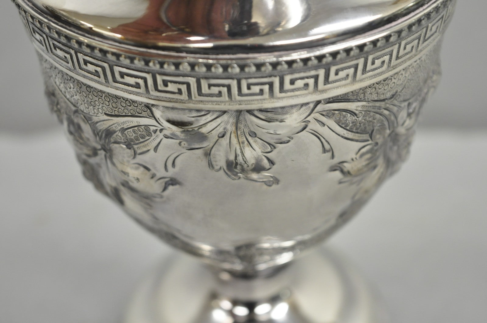 Antique English Victorian Silver Plated Floral Repousse Coffee Pot Teapot