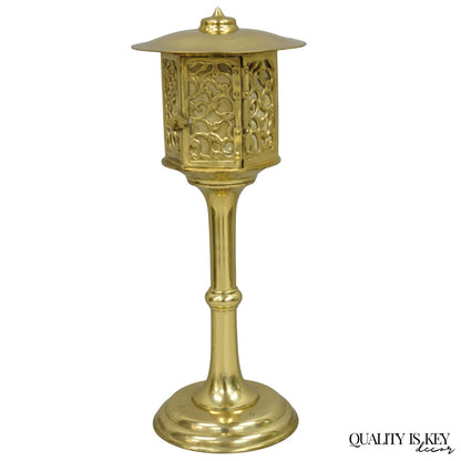 Vintage Brass Fretwork Japanese Lantern Small Chinoiserie Oriental Table Lamp