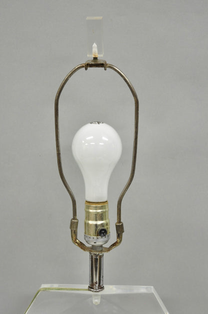 Vintage Mid Century Modern Faceted Hexagon Diamond Clear Lucite Table Lamp