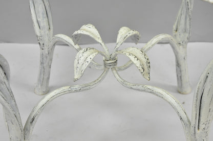 Vintage Italian Hollywood Regency Iron Leafy Scroll Round Occasional Side Table