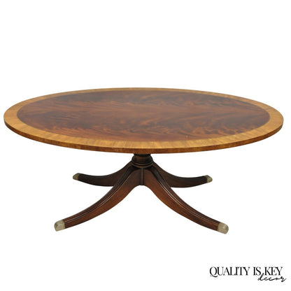 Ethan Allen Newport Collection Banded Mahogany Oval Duncan Phyfe Coffee Table