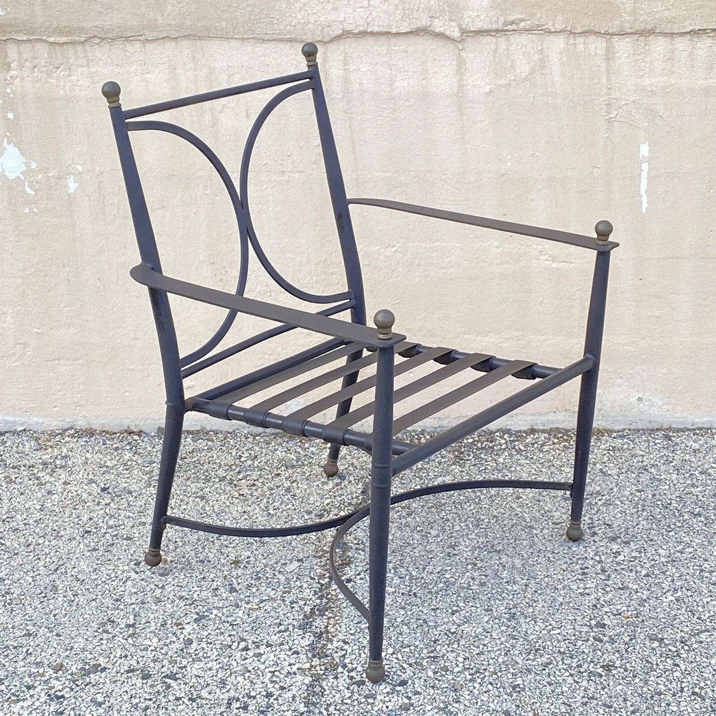 Neoclassical Regency Aluminum & Steel Metal Outdoor Patio Arm Chair - Set of 4