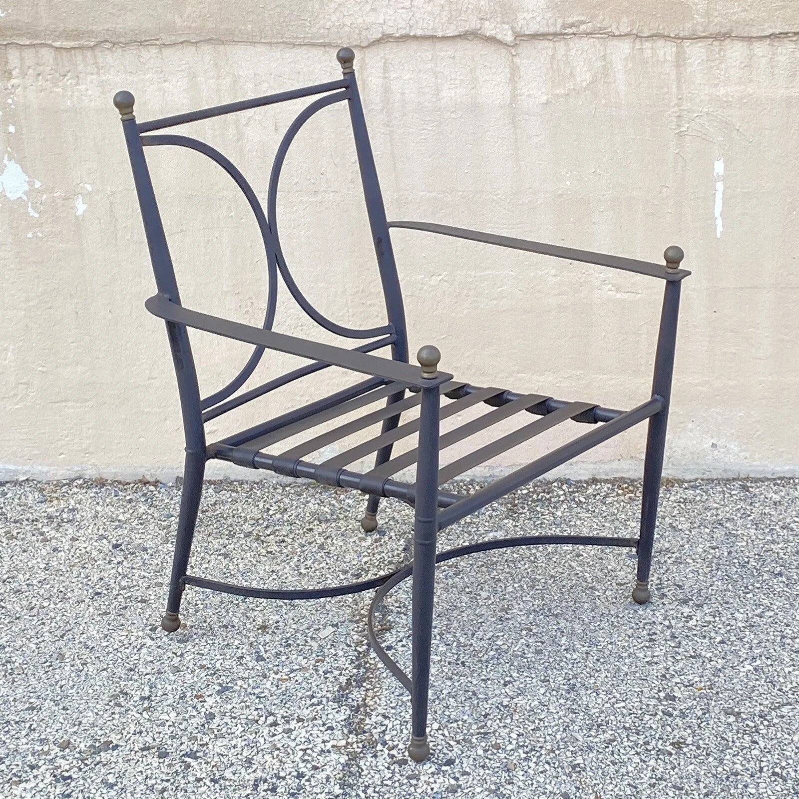 Neoclassical Regency Aluminum & Steel Metal Outdoor Patio Arm Chair - Set of 4