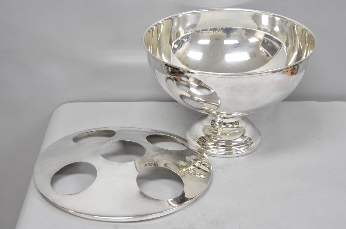 Vintage Modern Pedestal Base Silver Plated 5 Bottle Champagne Chiller Ice Bucket