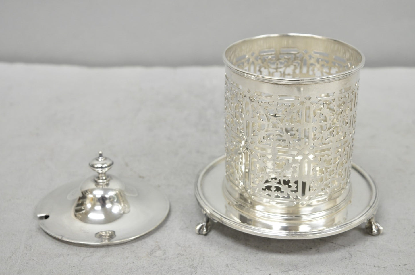Antique Mappin & Webb Victorian Silver Plated Reticulated Covered Jelly Jar
