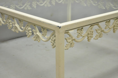 Vintage Woodard Style White Wrought Iron "Grapevine" Square Glass Coffee Table