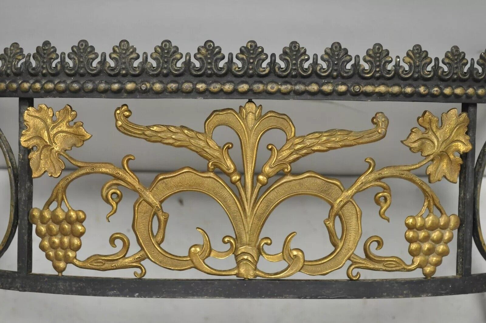 French Art Nouveau Wrought Iron Grapevine Maple Leaf Wall Mounted Console Table