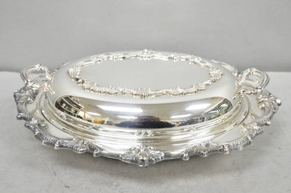 Vintage Victorian Silver Plated Covered Vegetable Serving Dish with Glass Liner