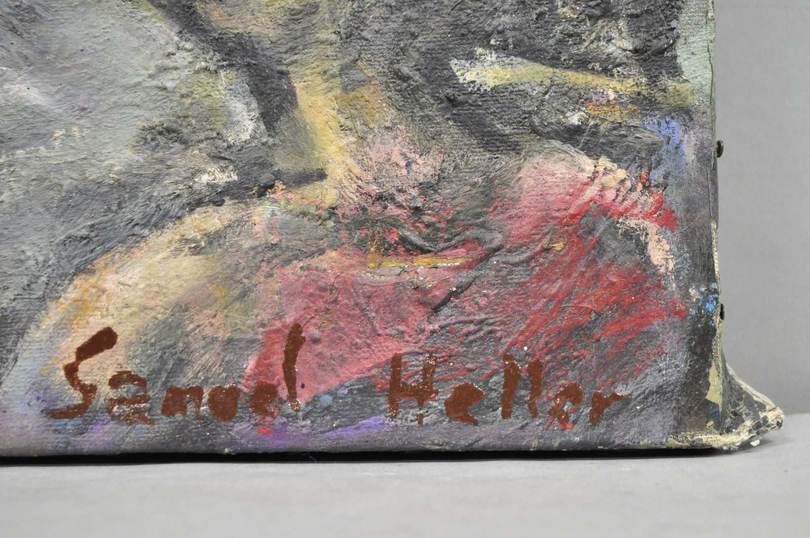 Vintage 1960s Samuel Heller "Women with Child" Oil on Canvas Painting, Signed