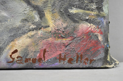 Vintage 1960s Samuel Heller "Women with Child" Oil on Canvas Painting, Signed