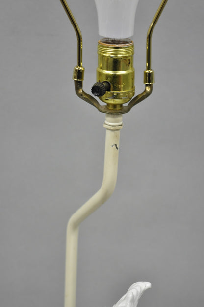 Antique Italian Blanc de Chine White Porcelain Perched Cockatoo Bird Table Lamp