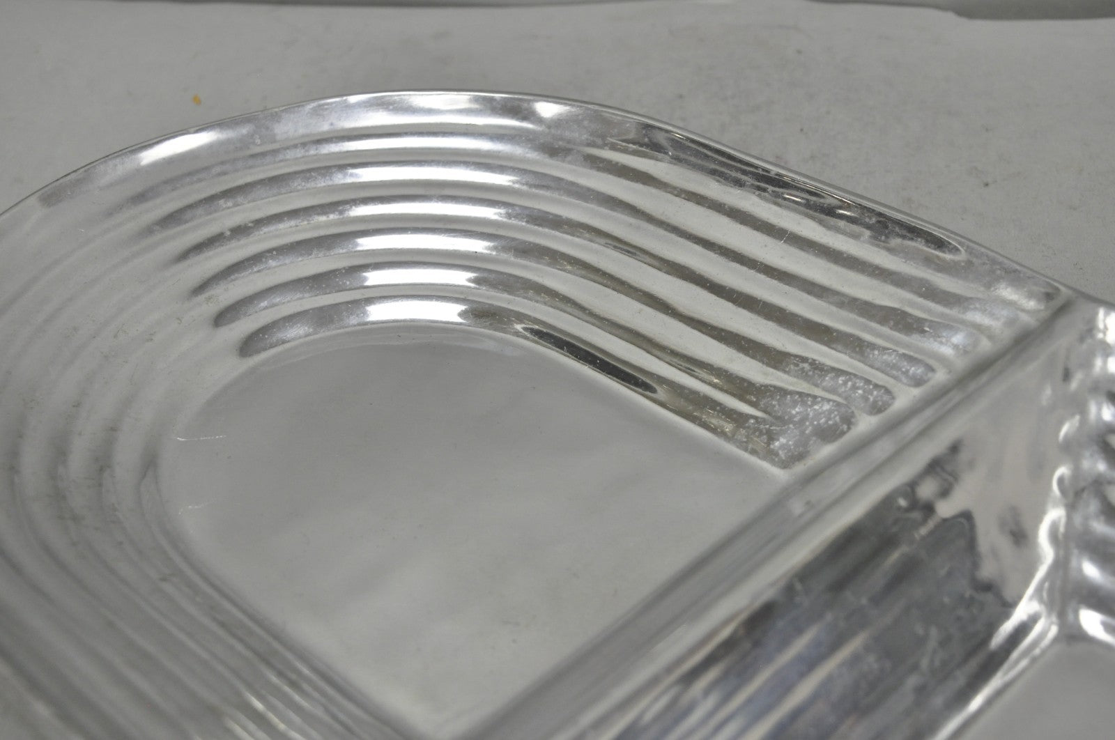 Vintage Mid Century Modern Art Deco Cast Aluminum 2 Section Serving Dish Platter