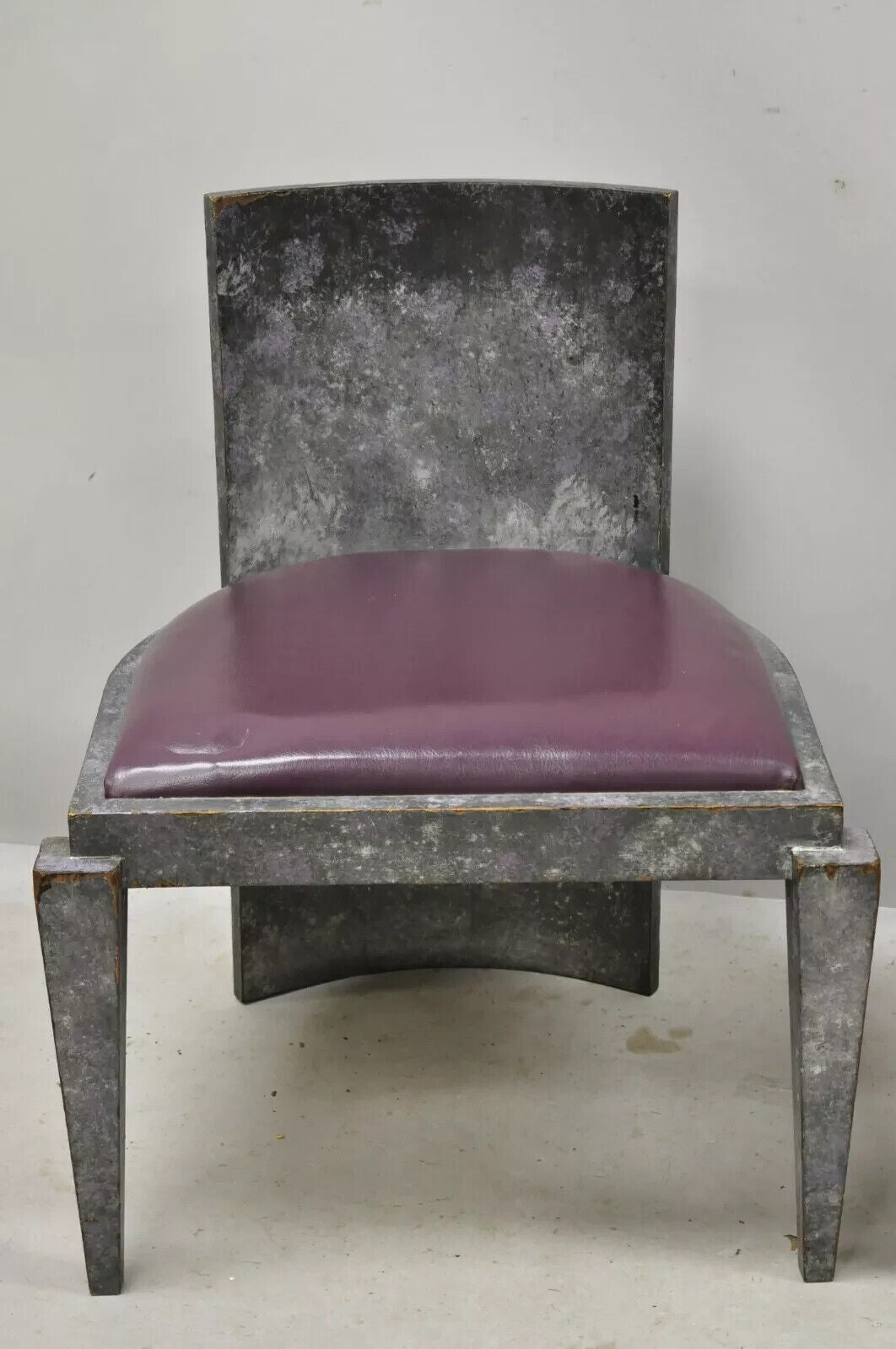 Vintage Postmodern Art Deco Purple and Gray Lacquer Game Chairs - a Pair