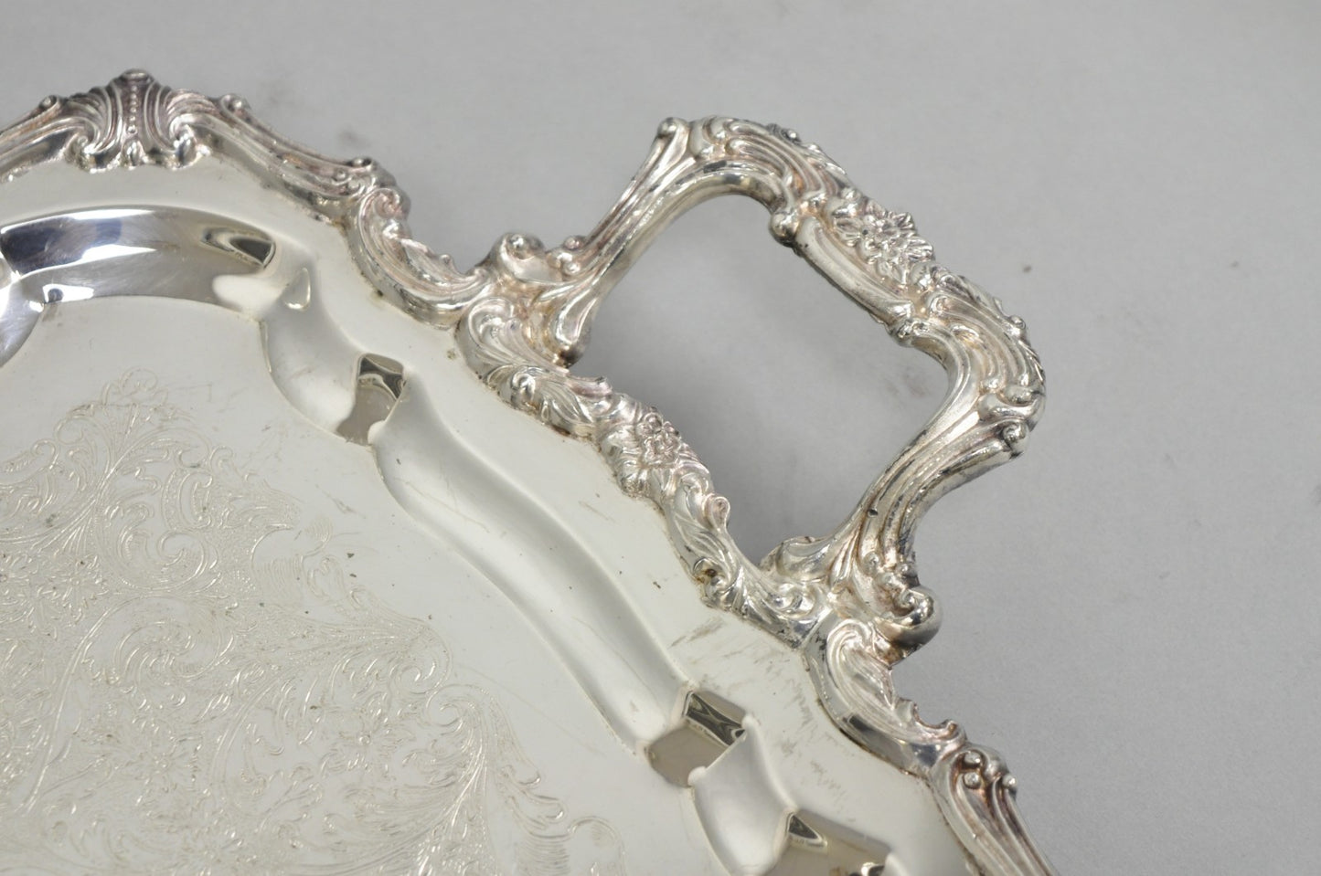 Vintage Sheridan Victorian Silver Plated Narrow Footed Serving Platter Bar Tray