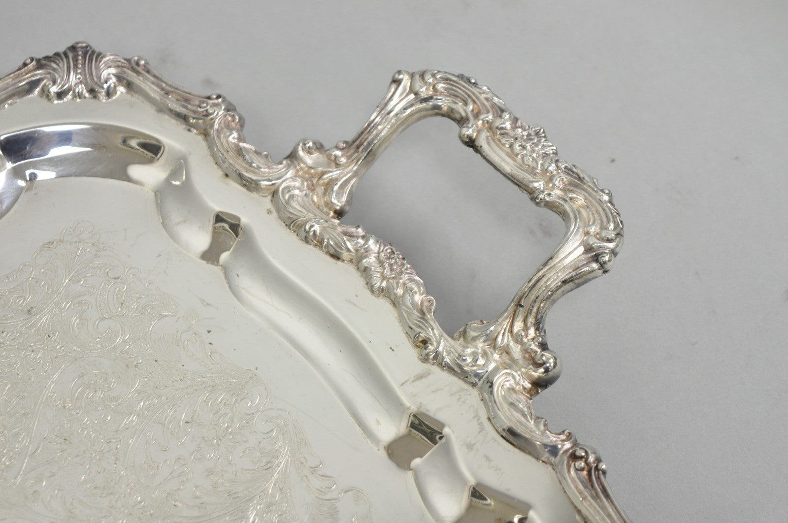 Vintage Sheridan Victorian Silver Plated Narrow Footed Serving Platter Bar Tray