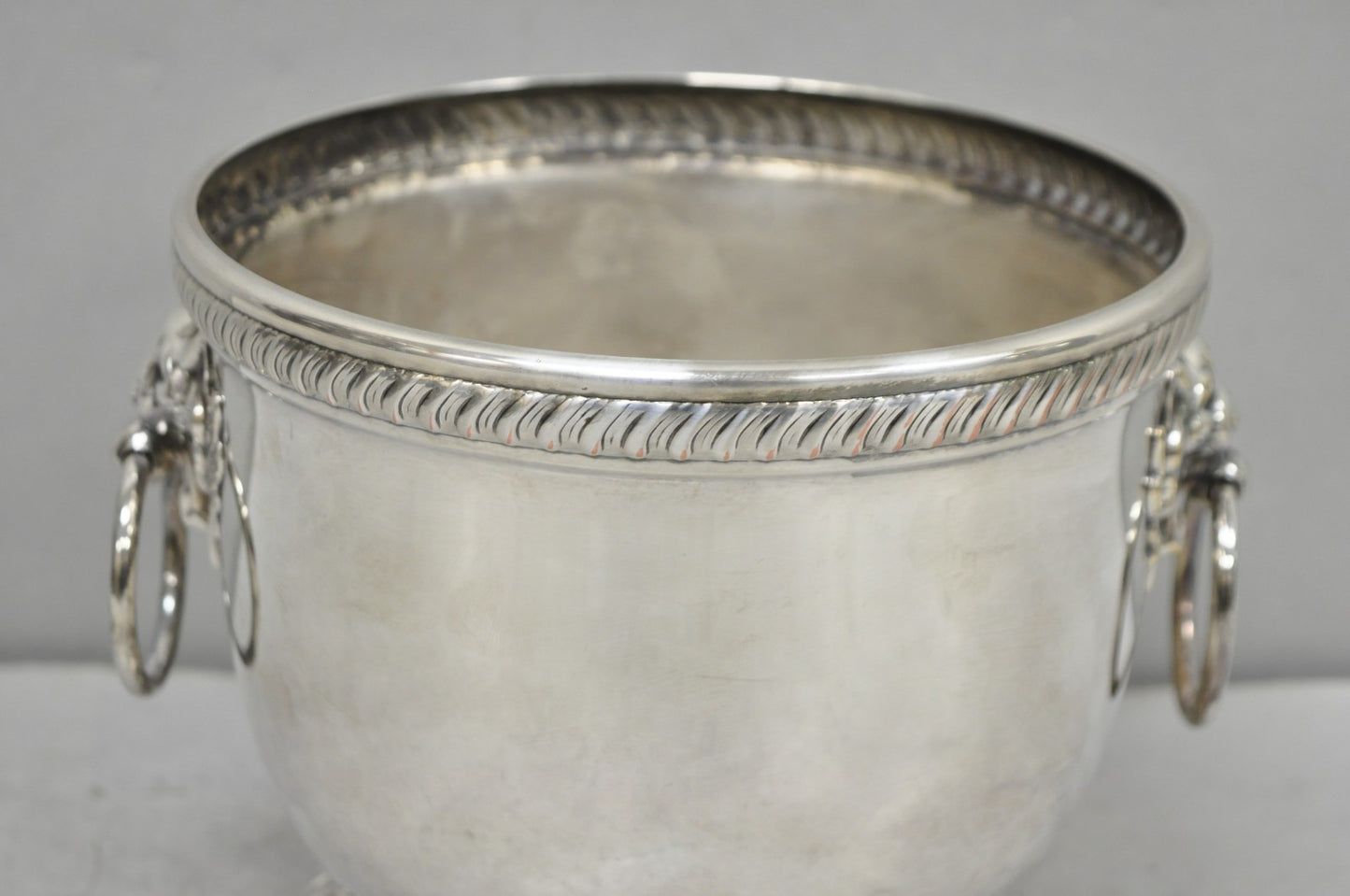 Poole English Regency Silver Plated Lion Head Champagne Chiller Ice Bucket