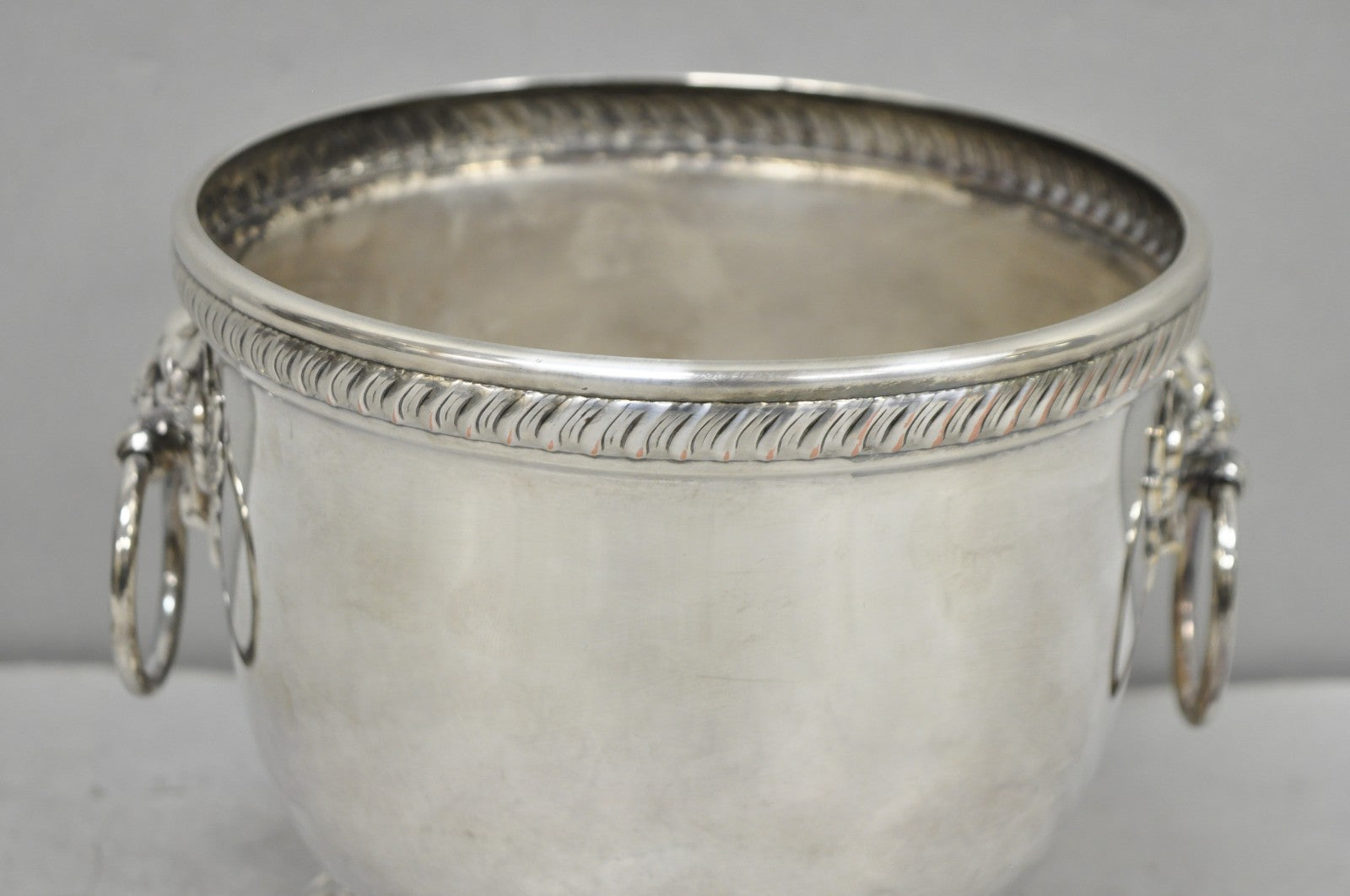 Poole English Regency Silver Plated Lion Head Champagne Chiller Ice Bucket