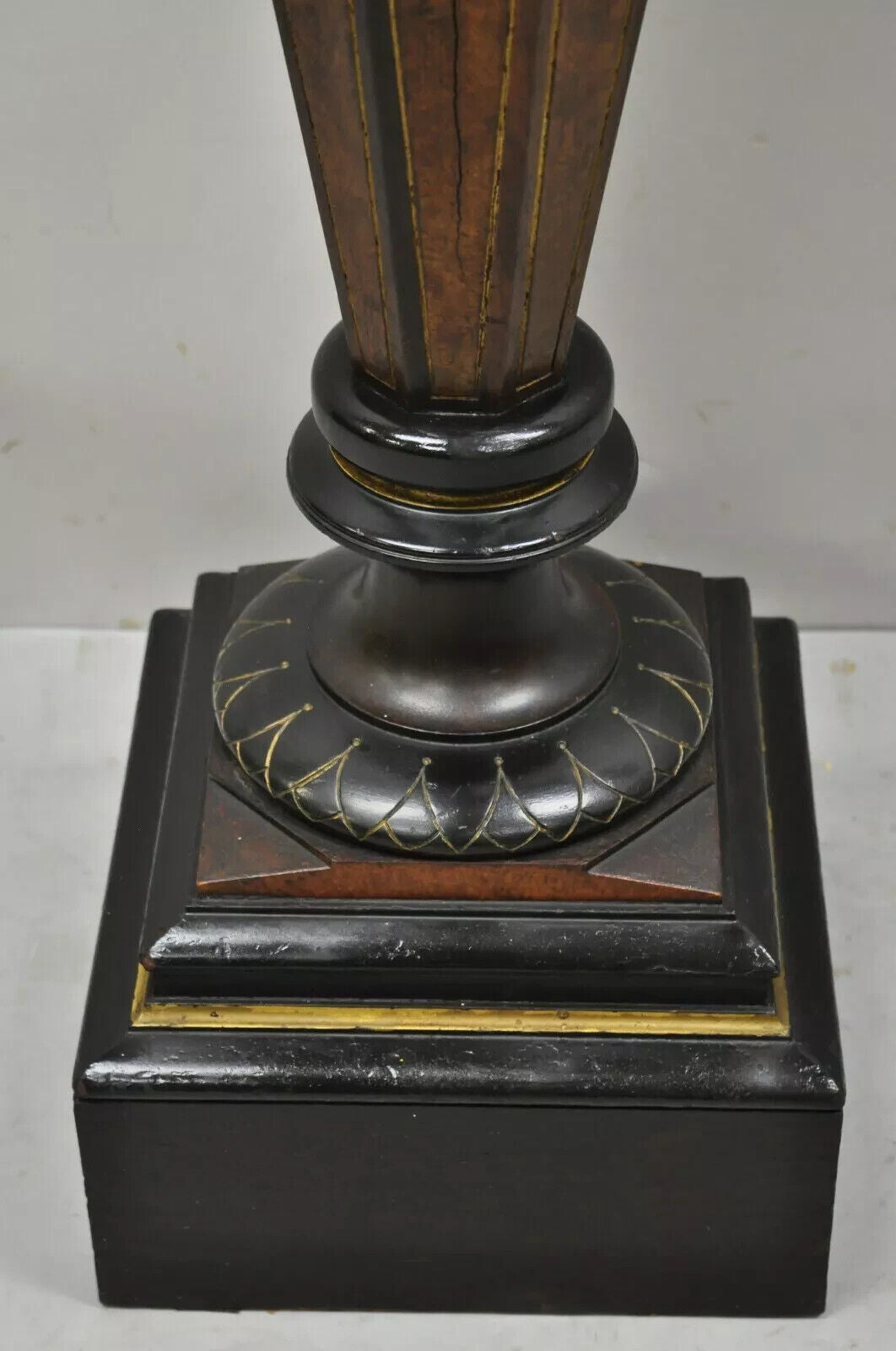 Antique Victorian Aesthetic Movement Ebonized Marble Top Pedestal Bust Stand