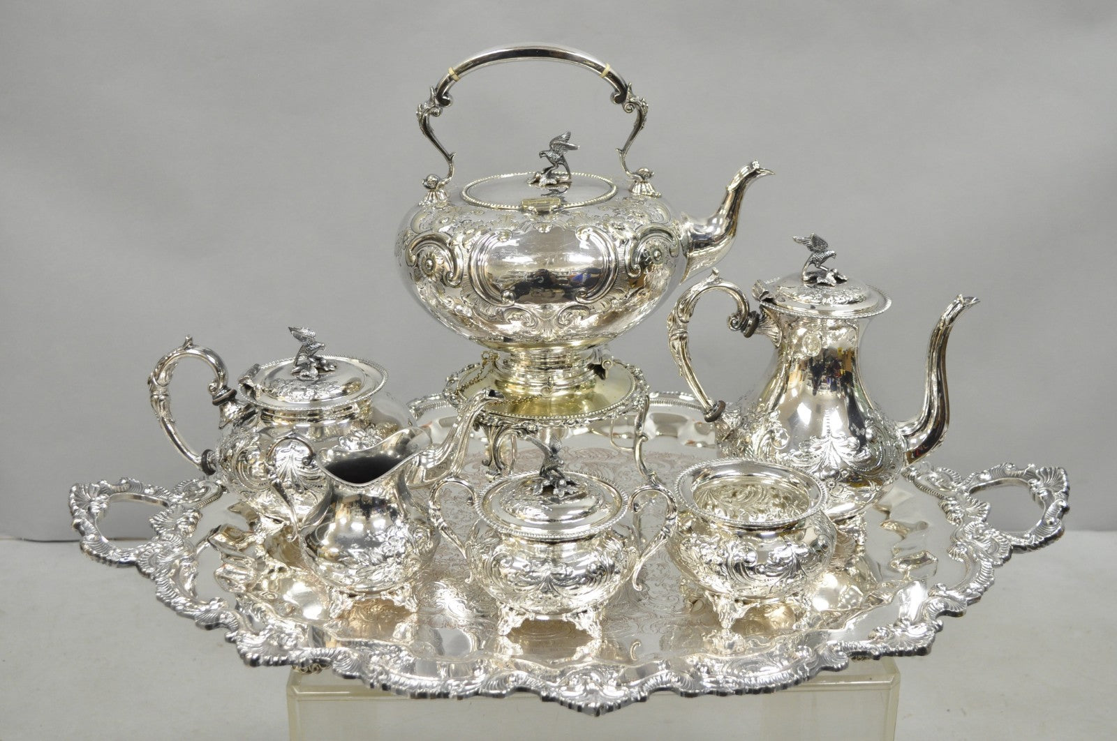 Antique John Turton Sheffield England Victorian Silver Plated Tea Set - 7 Pc Set