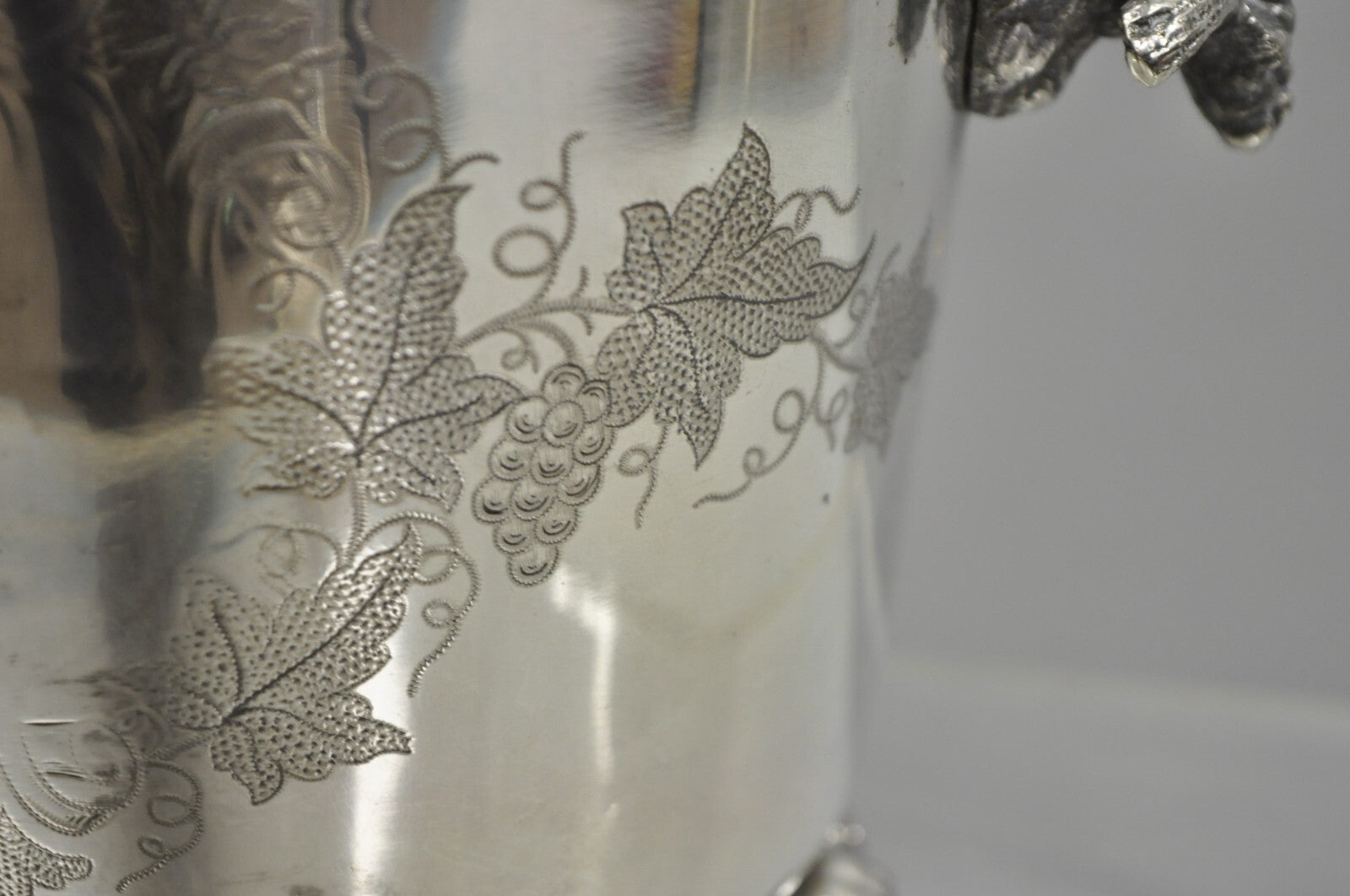 Antique English Victorian Wolf Handle Silver Plated Champagne Chiller Ice Bucket