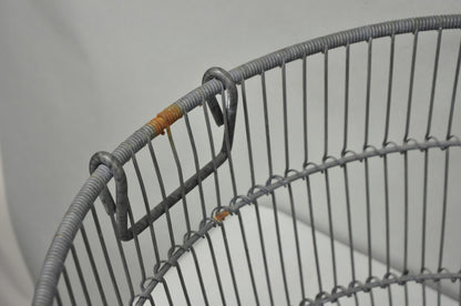 Vintage Industrial Modern Large 24" Metal Wire Oyster Clam Throw Blanket Basket