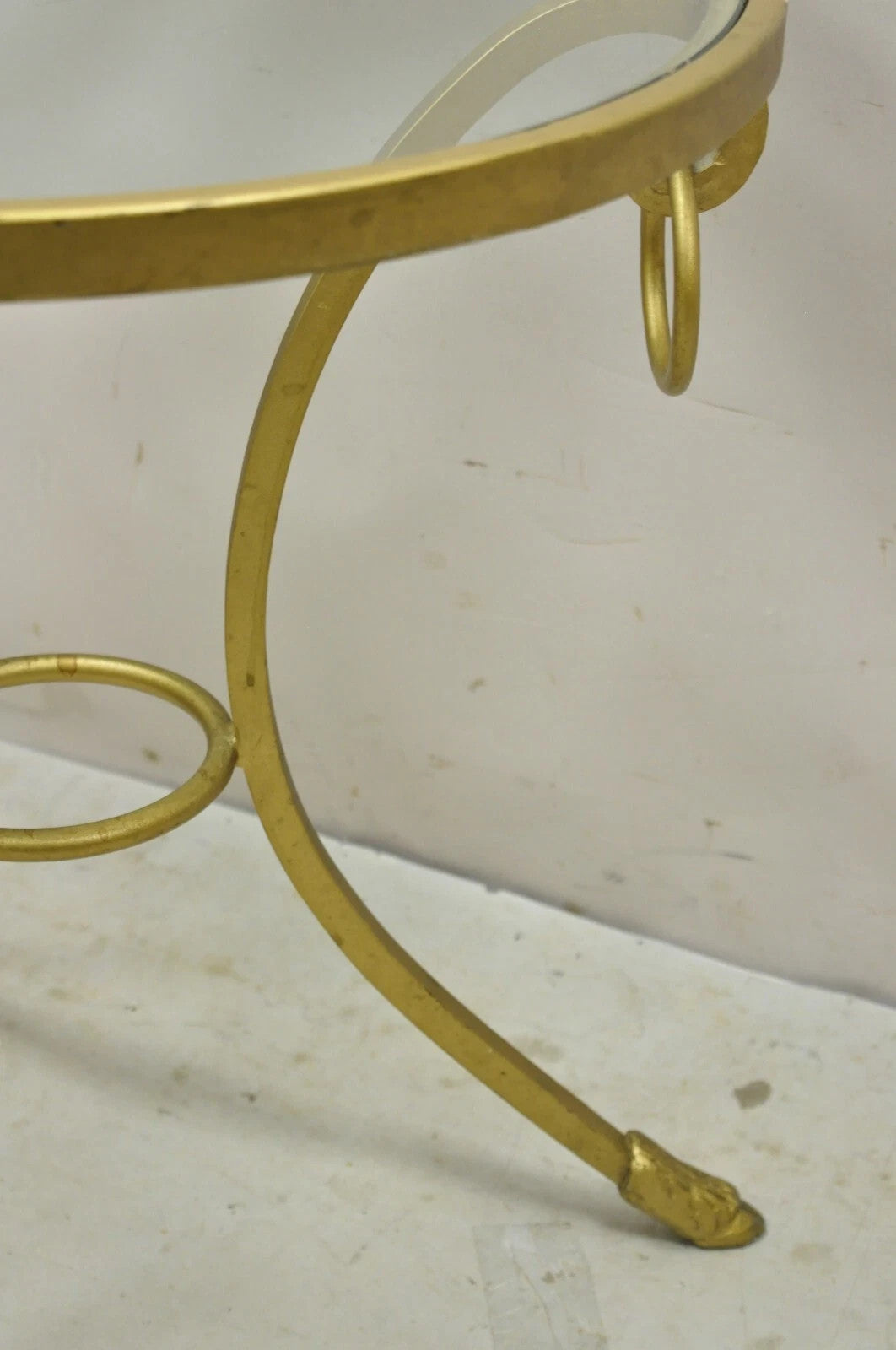 Decorator Italian Neoclassical Style Gold Hoof Foot Round Occasional Side Table