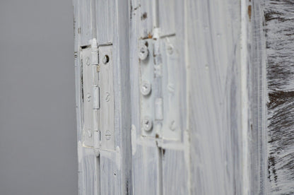 Boho Chic Oriental 4 Panel Screen White Distress Painted Wooden Room Divider