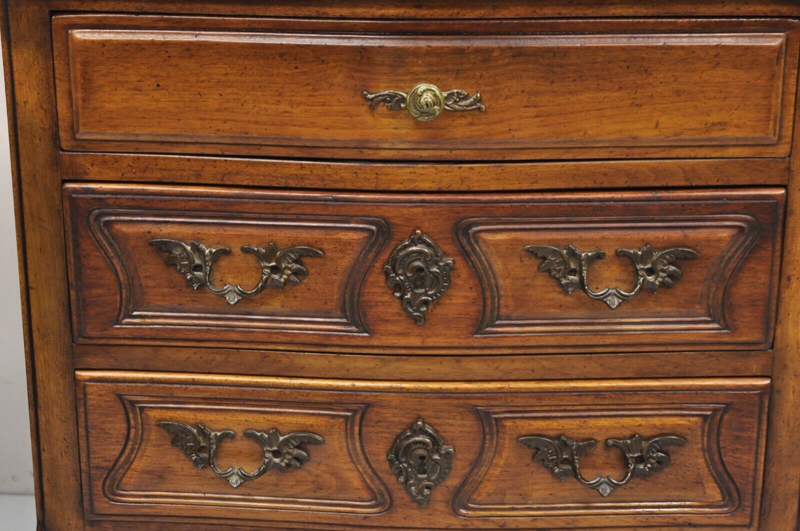 Vintage French Country Provincial Carved Walnut Italian Nightstands - a Pair