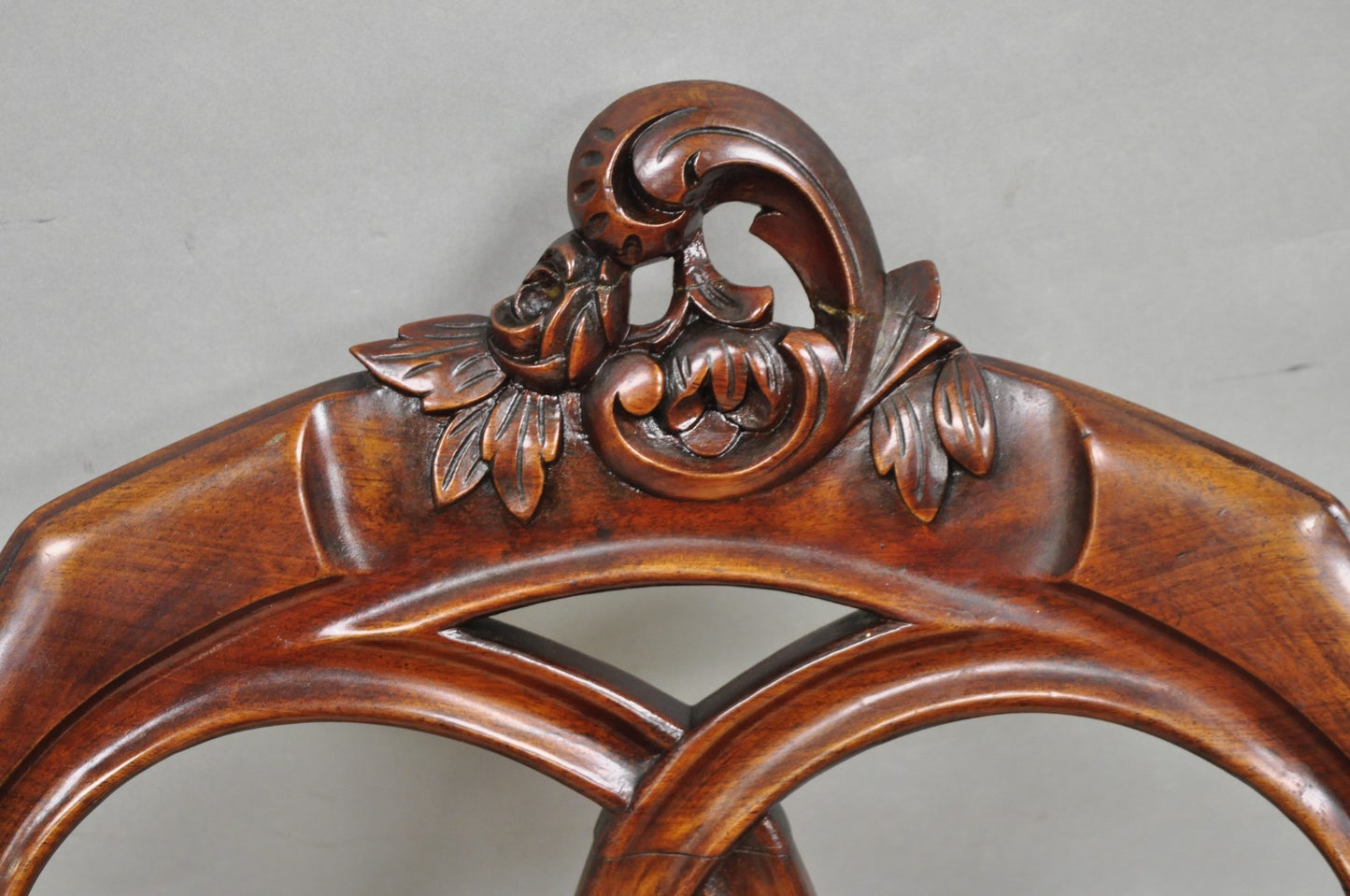 Antique Victorian Mahogany Pretzel Balloon Back Parlor Side Chairs - a Pair