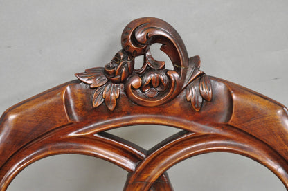 Antique Victorian Mahogany Pretzel Balloon Back Parlor Side Chairs - a Pair