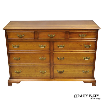 Vintage L&JG Stickley Cherry Wood Chippendale Style 9 Drawer Credenza Dresser