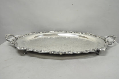 Vintage English Sheridan Silver Plated Large Oval Serving Platter Bar Tray