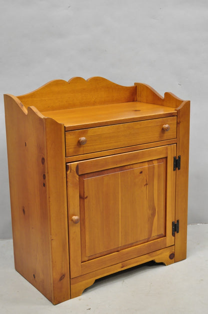 Vintage Broyhill USA Colonial Style Pine Wood Washstand Side Table Cabinet