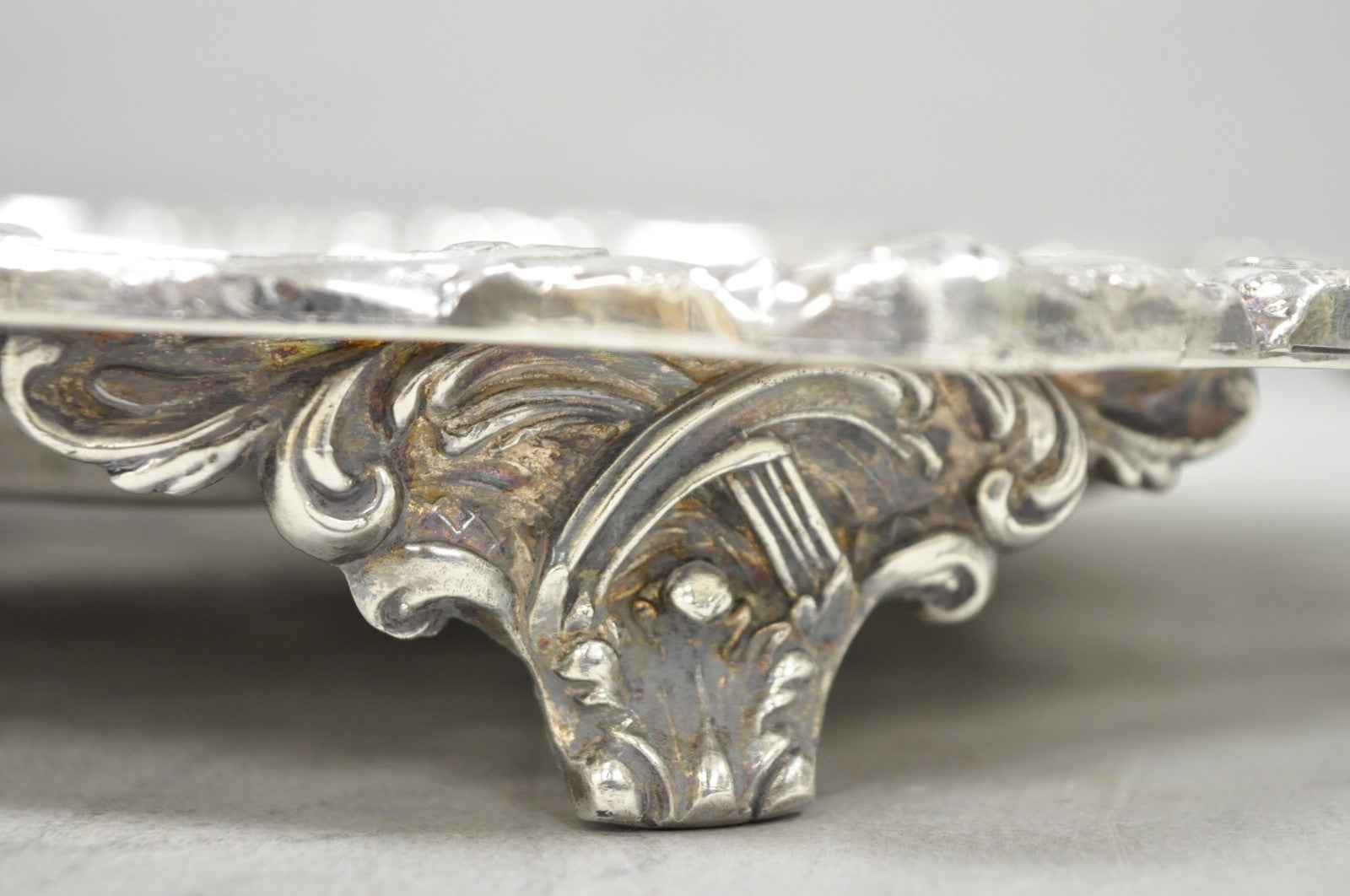 Vintage Sheffield Baroque Silver Plated Long Narrow Serving Platter Bar Tray