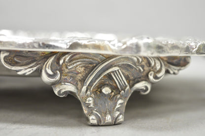 Vintage Sheffield Baroque Silver Plated Long Narrow Serving Platter Bar Tray