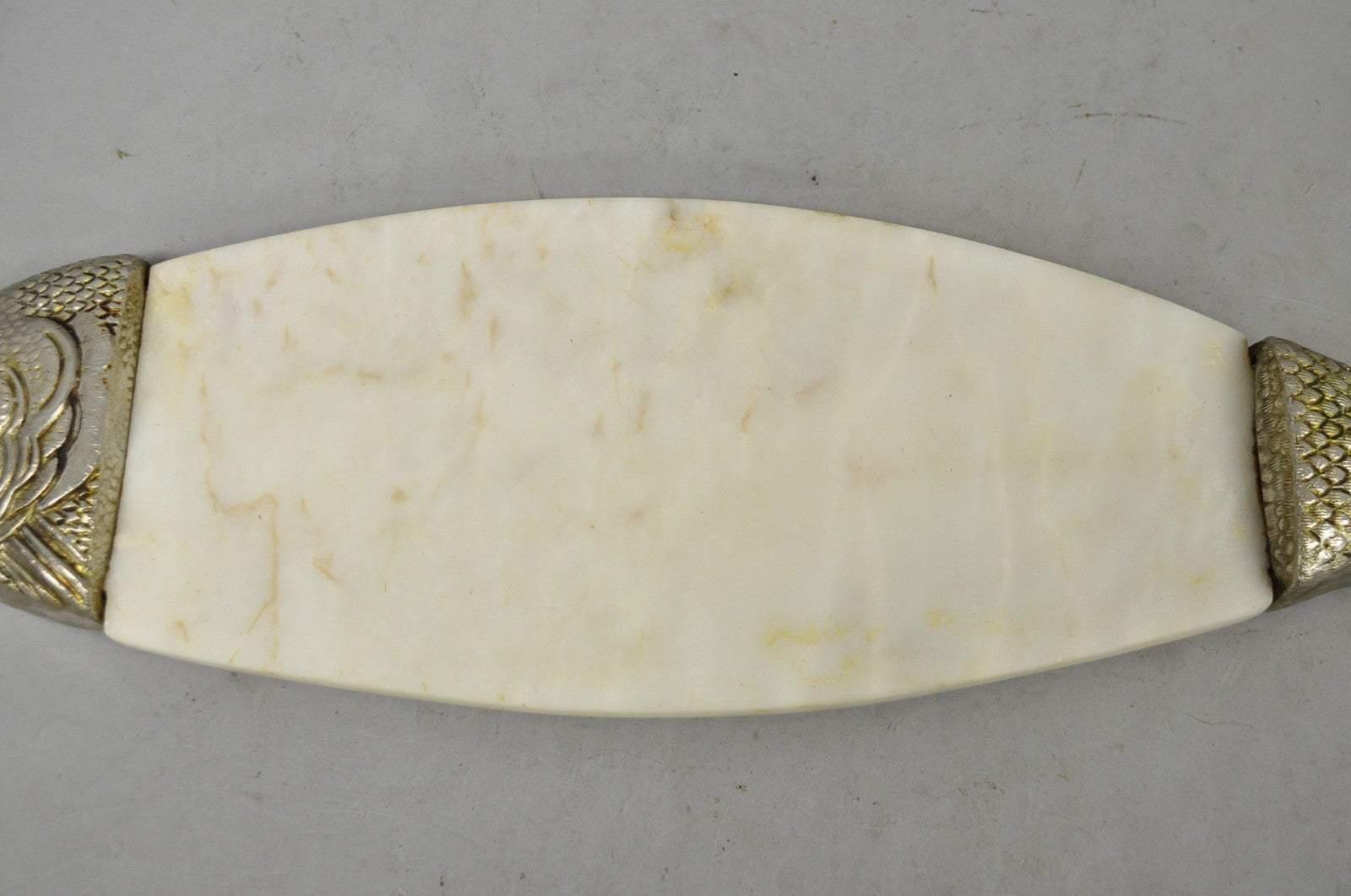 Vintage Mid Century Modern Fish Marble Metal Cutting Board Sushi Serving Platter