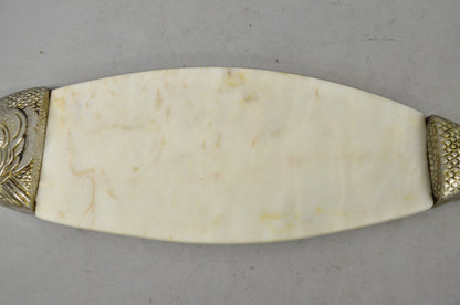 Vintage Mid Century Modern Fish Marble Metal Cutting Board Sushi Serving Platter