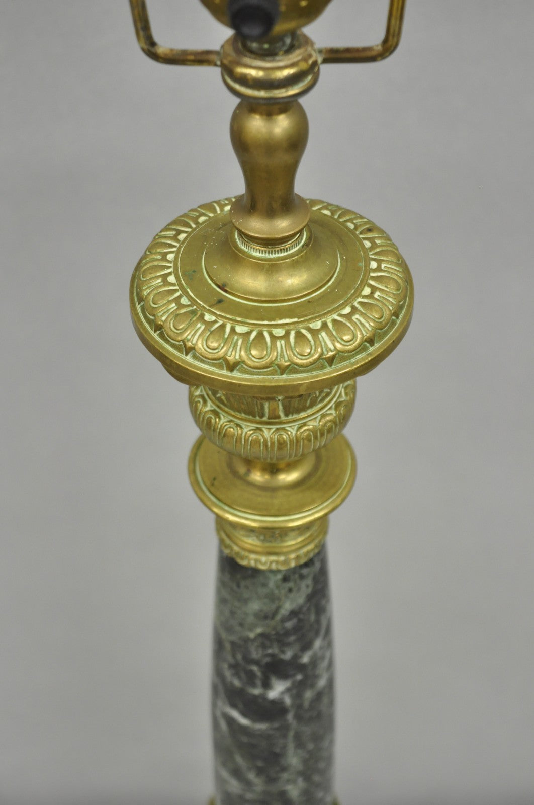 Antique French Empire Regency Gilt Bronze & Marble Column Paw Foot Table Lamp