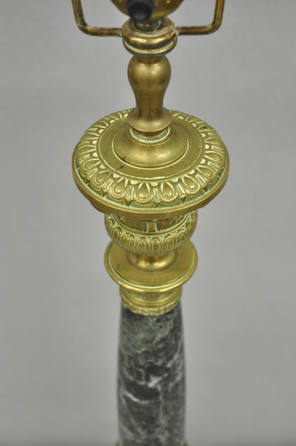 Antique French Empire Regency Gilt Bronze & Marble Column Paw Foot Table Lamp